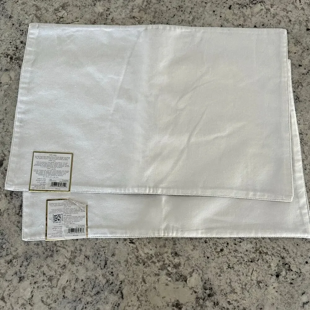 Kate Spade New York Black/White His & Hers set of 4 100% cotton Placemats NWT